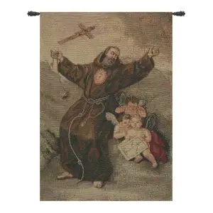 San Bernardo European Tapestry 13x21 Saint Bernard Christian Religious Jacquard Woven Wall Hanging