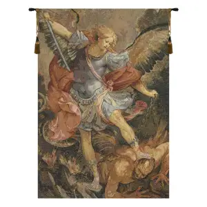 Archangel Michael European Tapestry 18 in. x 12 in. Saint Michael Angel Christian Religious Jacquard Woven Wall Art
