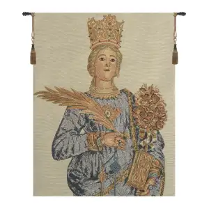 Santa Barbara European Tapestry 22 in. x 17 in. Saint Barbara Christian Religious Jacquard Woven Wall Art