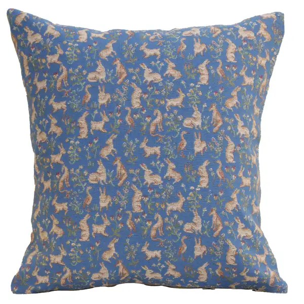 Mille Fleurs and Little Animals Blue European Cushion Cover