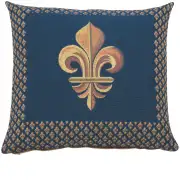 Framed Fleur de Lys Blue European Cushion Cover