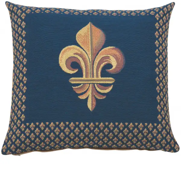 Framed Fleur de Lys Blue European Cushion Cover