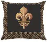 Framed Fleur de Lys Black European Cushion Cover