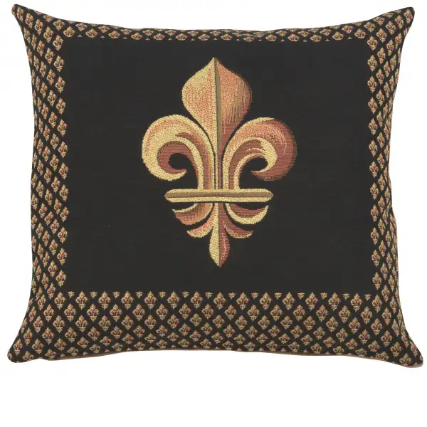 Framed Fleur de Lys Black European Cushion Cover