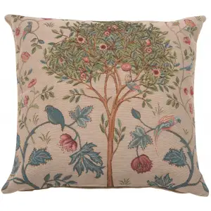 Kelmscott Tree Beige French Tapestry Pillow Cover 19x19 Inch Cotton Jacquard Woven Cushion Cover