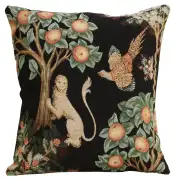 Lion and Pheasant Forest Black European Cushion Cover