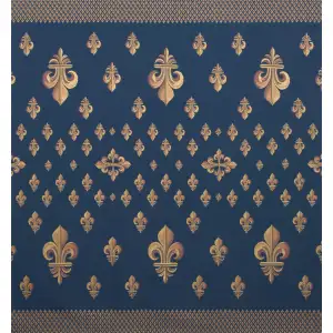Grand Fleur de Lys Blue Jacquard Woven Tapestry Throw Blanket 60x60 Inch European Decor