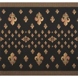 Grand Fleur de Lys Black Jacquard Woven Tapestry Throw Blanket 60x60 Inch European Decor