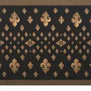 Grand Fleur de Lys Black Tapestry Afghan Throw