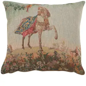 Jean Baptiste Huet Cheval Small Tapestry Pillow Cover 14x14 Inch Cotton Jacquard Woven Cushion Cover