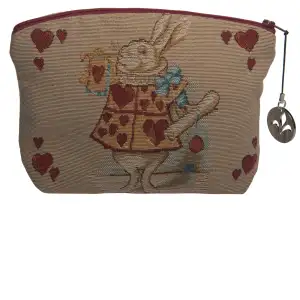 Heart Rabbit Alice in Wonderland Tapestry Handbag 6x8.5 Inch Vintage Womens Woven Purse