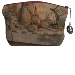 John Tenniel Tea Party Alice in Wonderland Tapestry Handbag 6x8.5 Inch Woven Purse