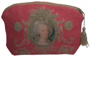 Portrait of Marie Antoinette Pink Tapestry Handbag 6x8.5 Inch French Woven Womens Purse