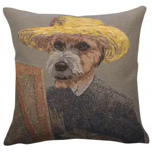 Vincent Van Gogh Dog Tapestry Pillow Cover 18x18 Inch Cotton Jacquard Woven Cushion Cover