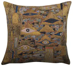 Gustav Klimt Patchwork Tapestry Pillow Cover 18x18 Inch Cotton Jacquard Woven Cushion Cover