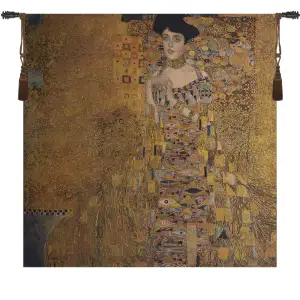 Gustav Klimt Lady in Gold European Tapestry Wall Hanging 28x29 Inch Cotton Jacquard Woven Wall Tapestry