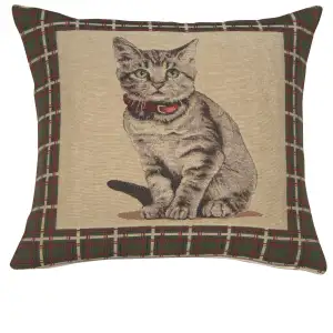 Gatto Italian Tapestry Pillow Cover 16x16 Inch Cotton Jacquard Woven Cushion Cover