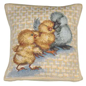 Easter Duck II Belgian Tapestry Pillow Cover 14x14 Inch Cotton Jacquard Woven Cushion Cover