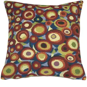 Gustav Klimt Circles Tapestry Pillow Cover 16x16 Inch Cotton Jacquard Woven Cushion Cover