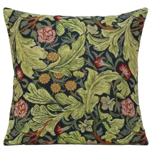 Green Leicester Belgian Tapestry Pillow Cover 16x16 inch Cotton Jacquard Woven Cushion Cover