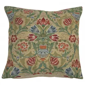Single Stem Belgian Tapestry Pillow Cover 16x16 inch Cotton Jacquard Woven Cushion Cover