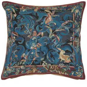 Anne Leurent Animals with Aristoloches Blue Tapestry Pillow Cover 19x19 Inch Cotton Jacquard Woven Cushion Cover
