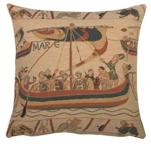 Bayeux William Small European Tapestry Pillow Cover 14x14 Inch Cotton Viscose Polyester Cushion Cover