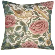 Zoom Bird and Roses White European Cushion Cover