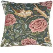 Zoom Bird and Roses Blue European Cushion Cover