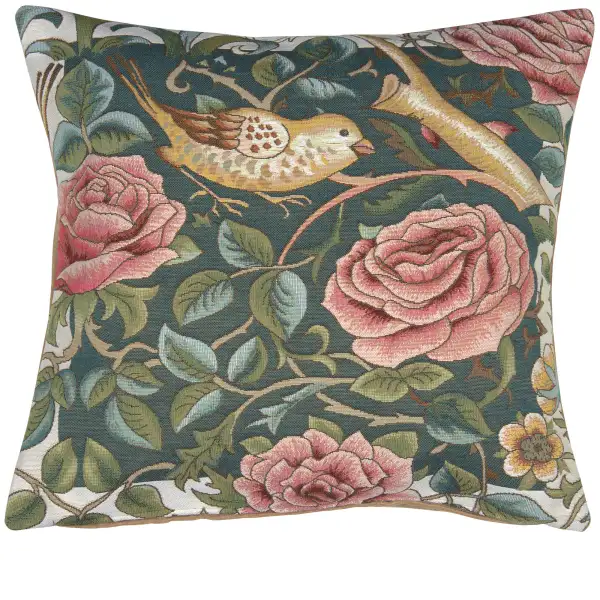 Zoom Bird and Roses Blue European Cushion Cover