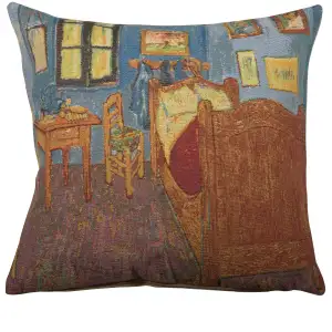 Van Gogh Chambre Belgian Tapestry Pillow Cover 18x18 Inch Cotton Jacquard Woven Cushion Cover