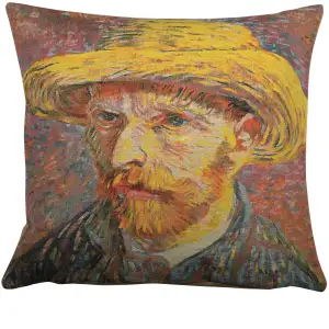 Van Gogh Portrait Belgian Tapestry Pillow Cover 18x18 Inch Cotton Jacquard Woven Cushion Cover