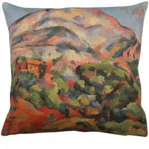 Paul Cezanne Mont Sainte-Victoire Tapestry Pillow Cover 18x18 Inch Cotton Jacquard Woven Cushion Cover