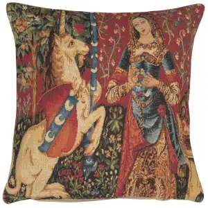 Medieval Smell Small Tapestry Pillow Cover 14x14 Inch Cotton Jacquard Woven Cushion Cover