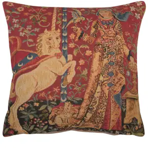 Medieval Taste Small Tapestry Pillow Cover 14x14 Inch Cotton Jacquard Woven Cushion Cover