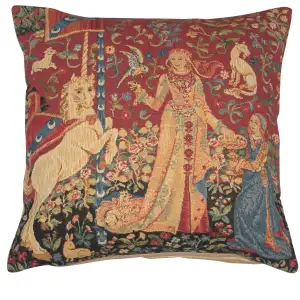 Medieval Taste Large Tapestry Pillow Cover 18x18 Inch Cotton Jacquard Woven Cushion Cover