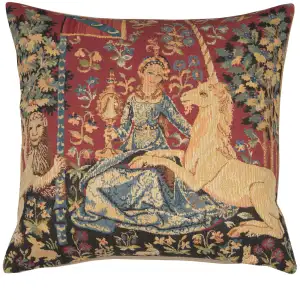 Medieval View Large Tapestry Pillow Cover 18x18 Inch Cotton Jacquard Woven Cushion Cover