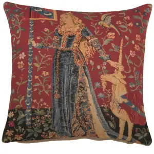 Medieval Touch Small Tapestry Pillow Cover 14x14 Inch Cotton Jacquard Woven Cushion Cover