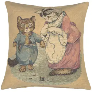 Bayeux Horse European Tapestry Pillow Cover 14x14 Inch Cotton Jacquard Woven Cushion Cover