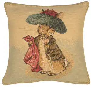 Bunny Beatrix Potter European Tapestry Pillow Cover 14x14 Inch Cotton Jacquard Woven Cushion Cover