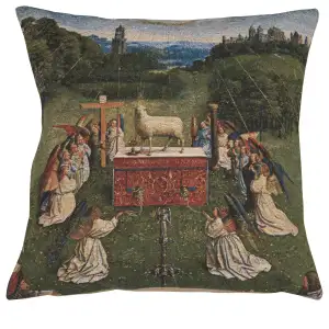 Hubert van Eyck The Lamb of God Tapestry Pillow Cover 18x18 Inch Cotton Jacquard Woven Cushion Cover