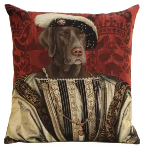 Chien Napoleon Francois Premier Tapestry Pillow Cover 18x18 Inch Cotton Jacquard Woven Cushion Cover