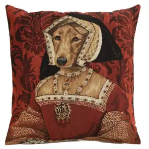Chien Napoleon Claude de France Tapestry Pillow Cover 18x18 Inch Cotton Jacquard Woven Cushion Cover
