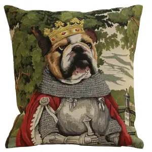Chien Napoleon Arthur Tapestry Pillow Cover 18x18 Inch Cotton Jacquard Woven Cushion Cover