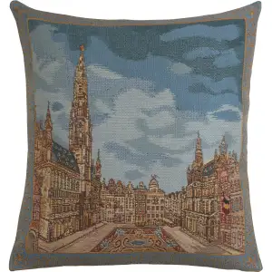 Grand Place Brussels Belgian Tapestry Pillow Cover 16x16 Inch Cotton Jacquard Woven Cushion Cover