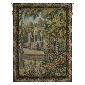 Como Garden with Acanthe Border Italian Tapestry Wall Hanging 48x62 Inch Cotton Jacquard Woven Wall Tapestry