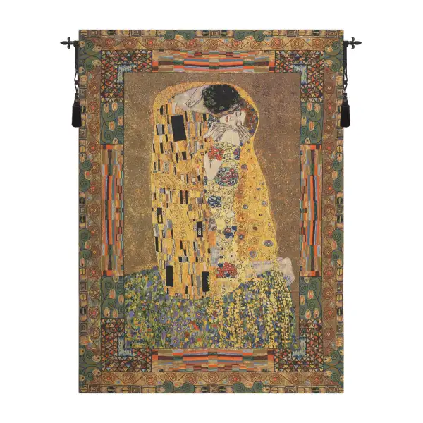 The Kiss with Border European Tapestry Wall Hanging
