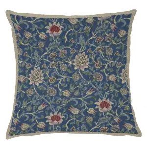 Royal Blue Belgian Tapestry Pillow Cover 16x16 inch Cotton Jacquard Woven Cushion Cover