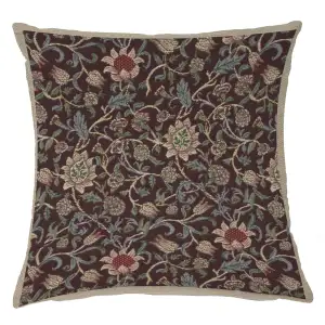 Damson Blue Belgian Tapestry Pillow Cover 16x16 inch Cotton Jacquard Woven Cushion Cover