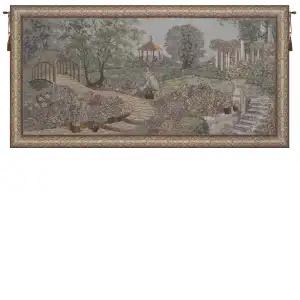 Busy Gardener of Eden Tapestry Wall Hanging 27x49 Inch Cotton Jacquard Woven Wall Tapestry